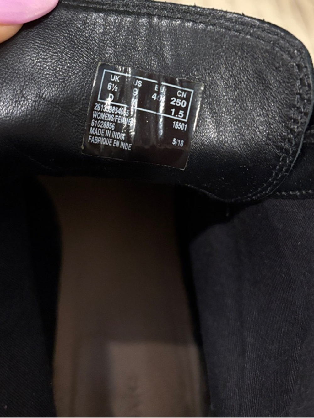 Clarks Black Lace-Up Leather Ankle Boots with Brown Stacked Heel - Picture 10 of 10